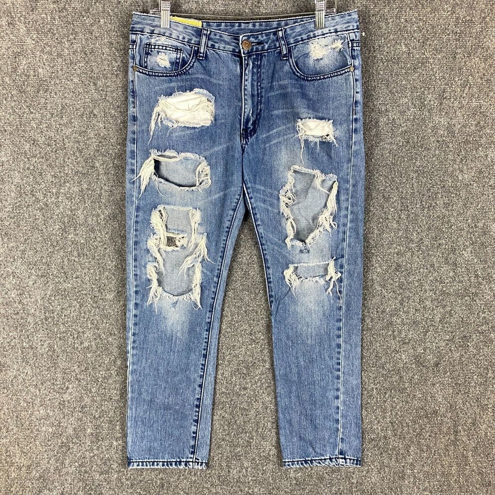 Machine Jeans Women's 31  Denim‎ Ripped Ankle Mid Rise Light Wash Adults